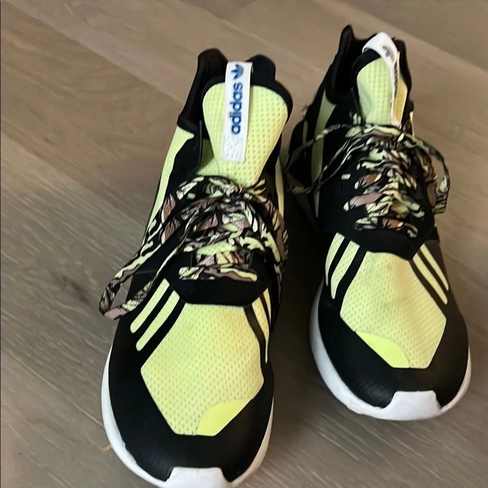 Adidas Neon Yellow and Black Athletic Shoes - Picture 4 of 6